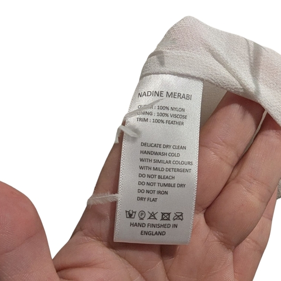 NWT Nadine Merabi Carrie Ivory White Beaded Feather Cocktail Dress Size 8/M - Picture 7 of 16